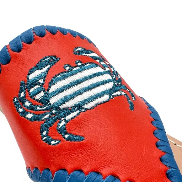 Jack Rogers Crab Embroidered Sandals Striped Crab Size 8 - Picture 3 of 8